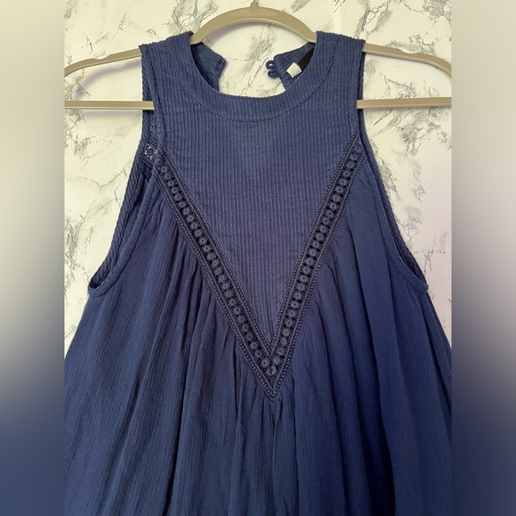 Volcom Sleeveless Royal Blue Embroidered Babydoll Dress Size XS Summer Boho - Picture 2 of 9